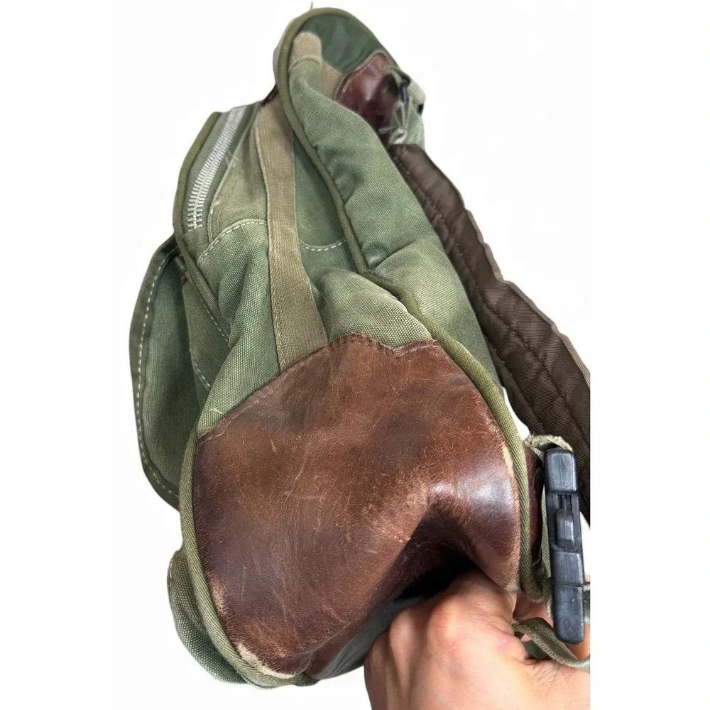 Vintage The Orvis Company Canvas Leather Backpack Green Outdoor Travel‎ 80s 90s